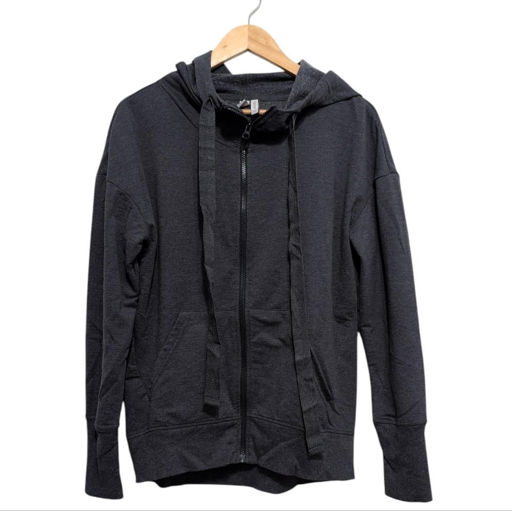 Z by Zella Womens Navy Gray Heathered Full Zip Hoodie Sweatshirt Sz M Activewear